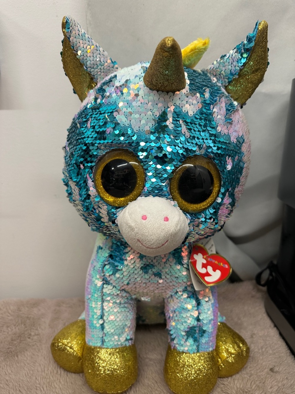 Ty Sequin Unicorn Plush in Teal, Pink & Gold ( large )